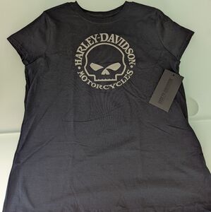 Harley-Davidson Women’s Willie G Skull Graphic Top Tee - Black, Size Large